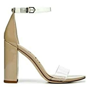 Sam Edelman Yaro Block Heel Nude/Clear Sandals 8.5
